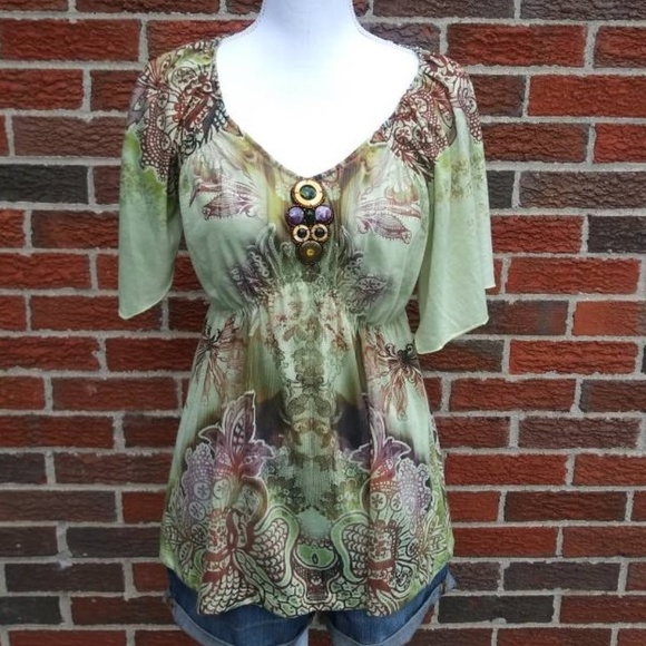 Live and Let Live Beaded Top - Size Small - Picture 1 of 5